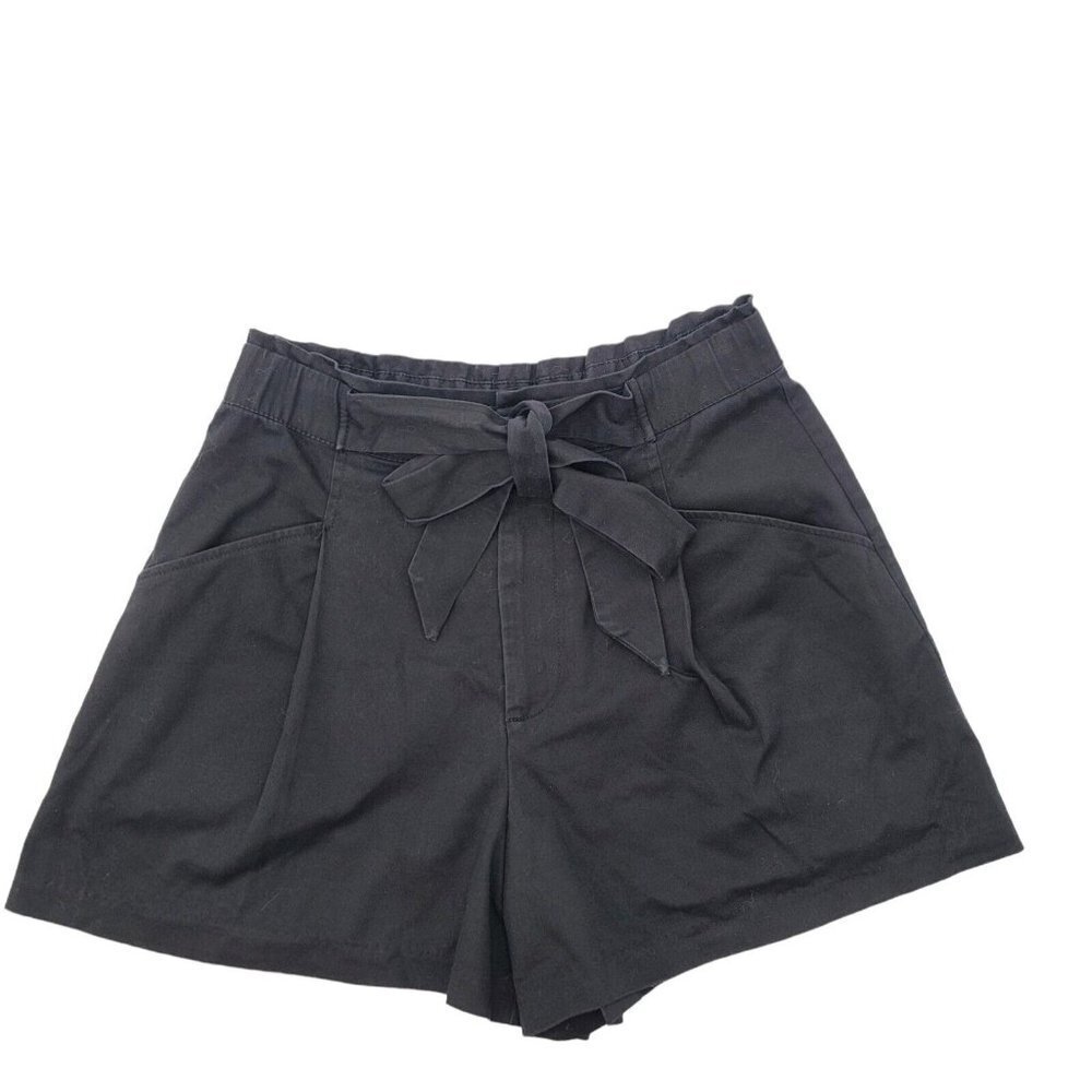 Zara Shorts Womens High Rise Elastic Waist Black Small Bow Knot Tie Pockets - Picture 10 of 10